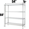 thumbnail image 2 of 18" Deep x 54" Wide x 64" High 4 Tier Commercial Storage Rack Unit | NSF Chrome Wire Shelving Kit, 2 of 5