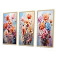 thumbnail image 3 of Designart "Carnations Representation Colorfuled Acrylic III" Floral & Botanical Framed Wall Art Set Of 3 - Peach Carnations Frame Canvas Set For Living Room Decor, 3 of 6