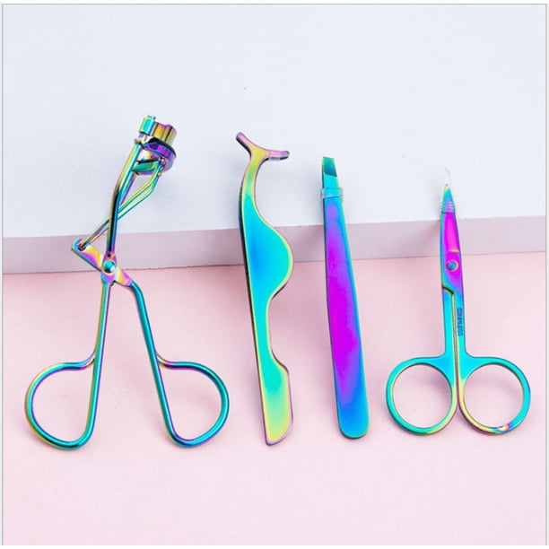 Herramienta para pestañas, juego de herramientas de maquillaje para extensión de pestañas de acero inoxidable, pinzas, aplicador de pestañas postizas, rizador de pestañas, tijeras para cejas