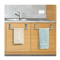 2 PCS Metal Over the Cabinet Towel Bar Punch-free Towel Rack, Stainless Steel Hand Towel and Washcloth Rack for Bathroom and Kitchen , 14" x 2.5"