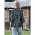 thumbnail image 3 of DARING DIVA Women's V Neck 3/4 Sleeves Vintage Casual Floral Shirts XS Black, 3 of 6
