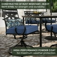 thumbnail image 5 of Hanover Montclair 7-Piece All-Weather Outdoor Patio Dining Set, 6 Swivel Rocker Chairs with Comfortable Seat and Lumbar Cushions, 40"x66" Stamped Rectangle Table, Umbrella, and Umbrella Base, 5 of 21