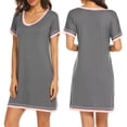 thumbnail image 3 of Womens Upgrade Summer Sleepshirts Short Sleeve Above Knee Length Nightgown Soft Sleeping Loungewear Nightshirts,Round Neck Loose Comfy Pajamas Dress Cotton Sleepwear S-2XL Gray, 3 of 4