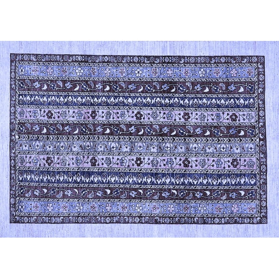 Ahgly Company Machine Washable Indoor Rectangle Abstract Blue Modern Area Rugs, 5' x 8'