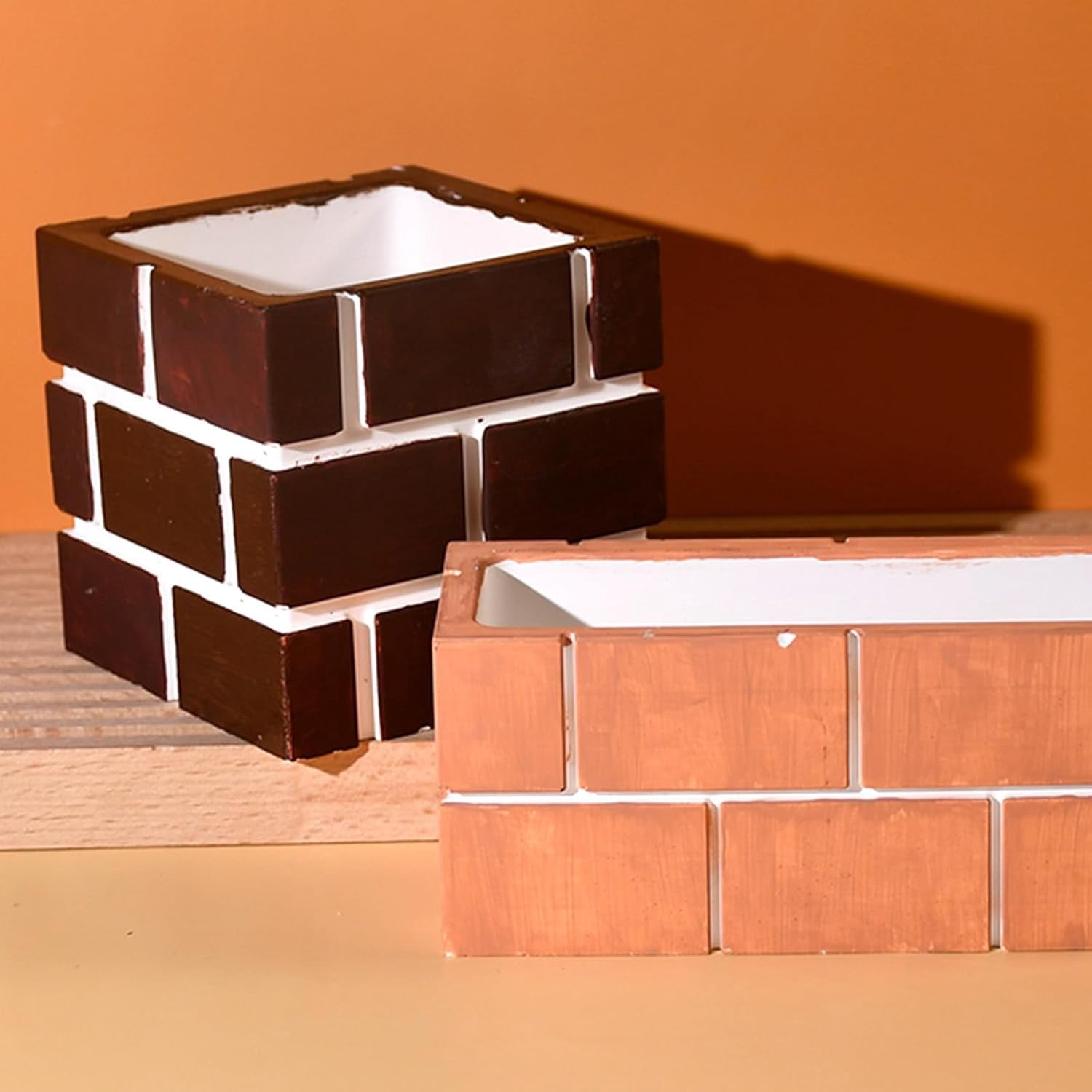 ABCISI Rectangular Plaster Concrete Flower Pot, Silicone Mold Succulent Planter Vase Cement Clay Mold, Epoxy Resin Pen Holder Storage Box Candlesticks Mold