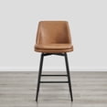 thumbnail image 2 of CHITA 27 inch Counter Height Swivel Bar Stools Low Back Set of 4,Faux Leather in Cognac Brown, 2 of 7
