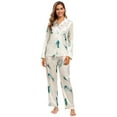 thumbnail image 1 of MintLimit Womens Silk Satin Pajamas Set Button Down Pjs Floral Long Sleeve Sleepwear Lady Nightwear Soft Lounge Sets XS, 1 of 3