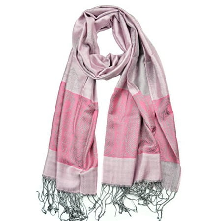 - Sassy Scarves Women's Elegant Paisley and Floral Pattern Oblong Scarf (Light Pink)