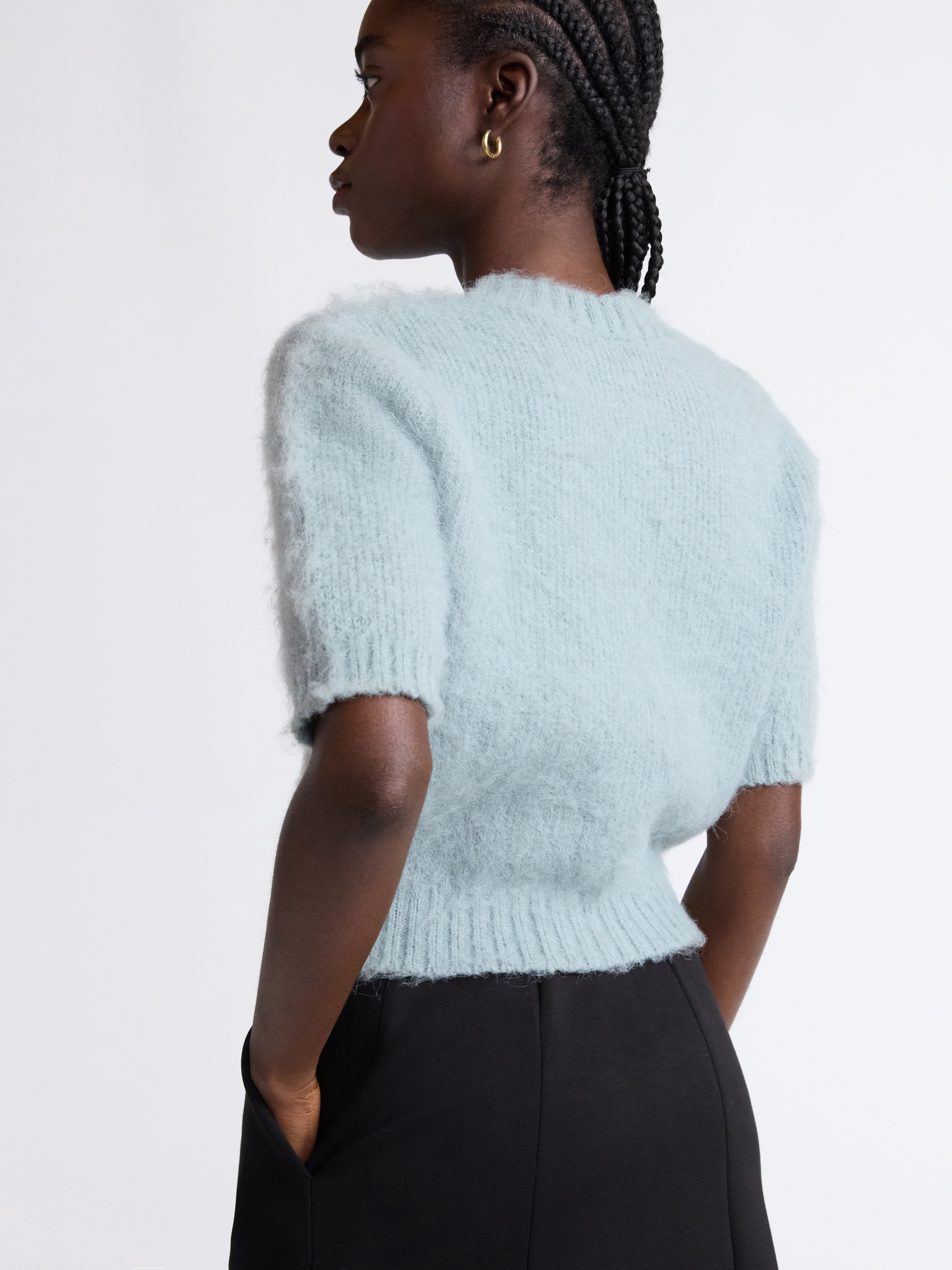 Scoop Women's and Women’s Plus Fluffy Sweater with Short Sleeves, Lightweight, Sizes XS-4X