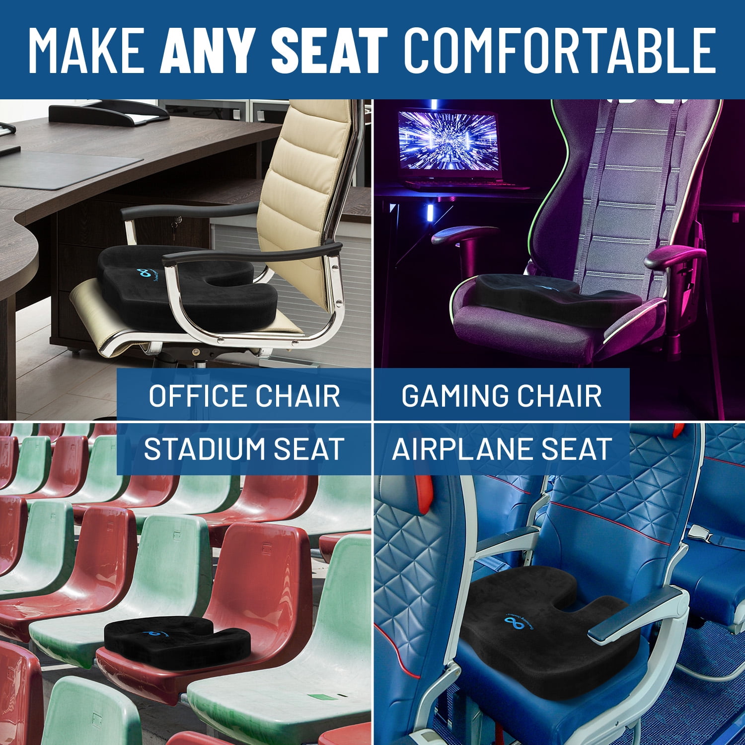 Everlasting Comfort Memory Foam Seat Cushion - Stadium Seat Cushion B