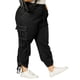 thumbnail image 5 of Pantalones cargo de mujer de talla grande Agnes Orinda con cintura elástica y cordón, con bolsillos, 1X, negro, 5 of 7
