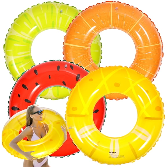 FiGoal 4 Pack Summer Swimming Float Swimming Pool Ring Toys Outdoor Water Activities