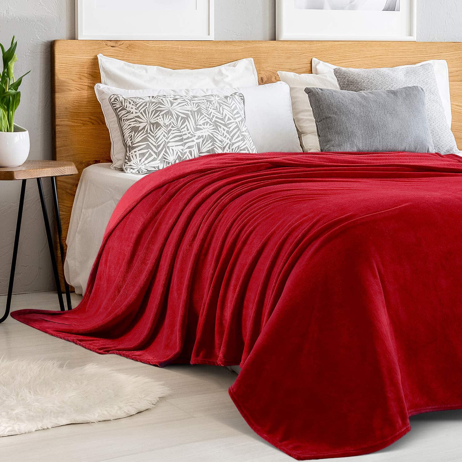 Sedona House Flannel Teal Fleece Blanket Queen Size 90"x90" 