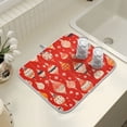 thumbnail image 4 of Yayeee Dish Drying Mat for Kitchen Counter 16" x 18" Microfiber Super Absorbent Coffee Decorative Pad, Red Christmas Ornaments Pattern, 4 of 8