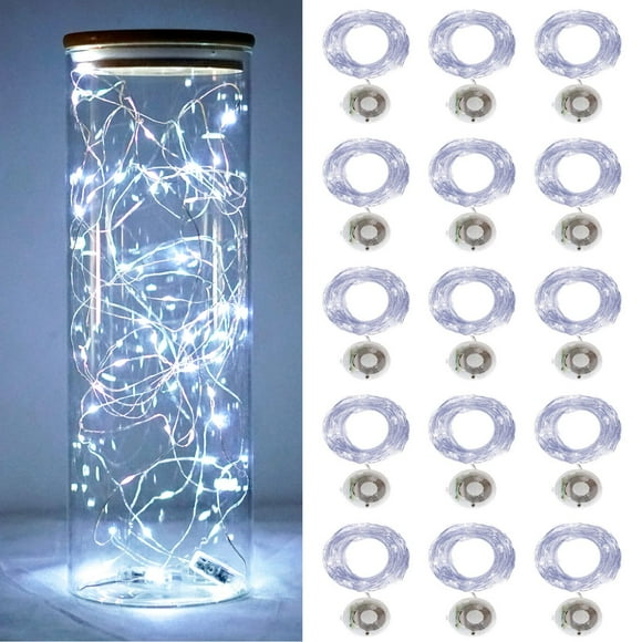 Twinkle Fairy Lights Battery Powered 3 Modes with Timer Firefly Lights 20 LED on 7.2feet Silvery Copper Wire for DIY Wedding Party Christmas Halloween Centerpiece Decorations 15 Pack (Cool White)