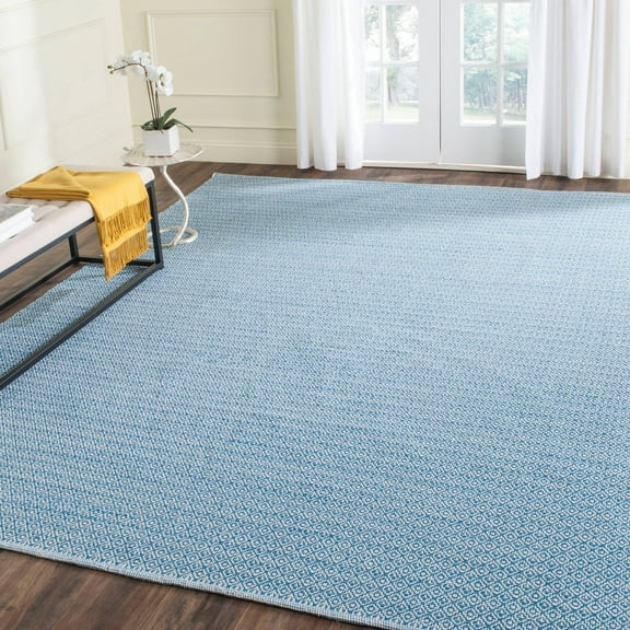 SAFAVIEH Montauk Audra Geometric Cotton Area Rug, Ivory/Blue, 8' x 10'