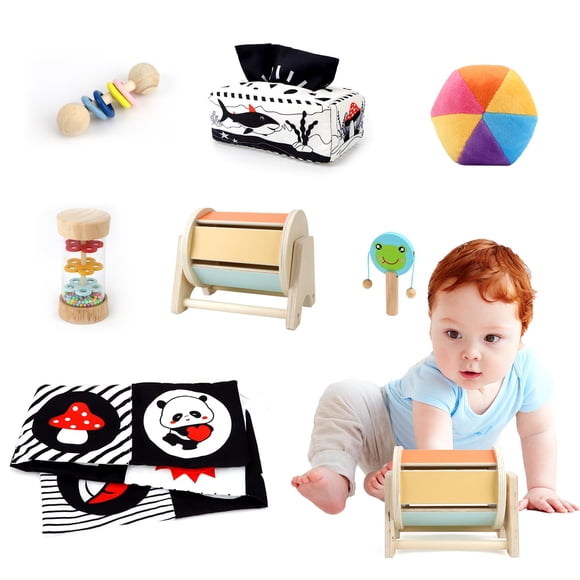 Juguetes Montessori Dulsaera 0-6 Meses, Set Educativo 7 en 1