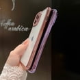 thumbnail image 4 of Clear Case for iPhone 15 Pro Max with Glitter Bling Rhinestone Camera Lens Frame Luxury Phone Case, Soft Silicone Shockproof Military Grade Protection Slim Cover for iPhone 15 Pro Max, Purple, 4 of 9