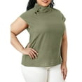 thumbnail image 4 of Celmia Womens Summer Casual High Collar Button Up Short Sleeve Tunic Blouses, 4 of 5