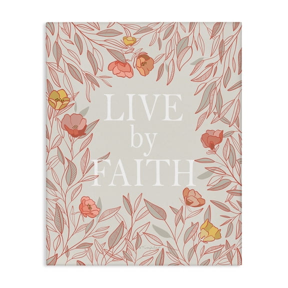 Live By Faith Rosy Florals Canvas Wall Art, design by Kelley Talent