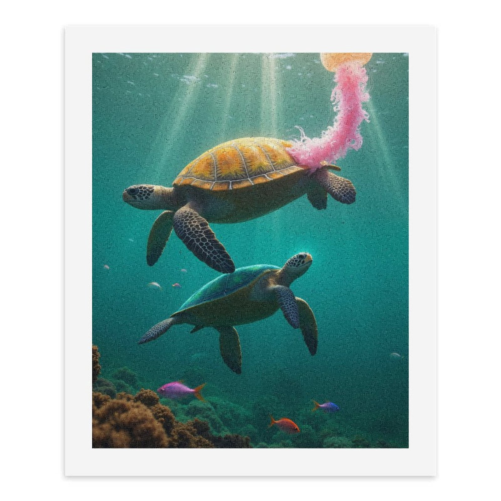 Paint by Numbers Kit for Adults, Sea Turtles Jellyfish Ocean Scene Paint by Numbers, Easy Paint by Numbers Kit for Adults Beginner, DIY Adult Paint by Number Kits on Canvas, Home Decor