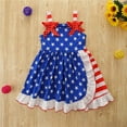 thumbnail image 2 of Odeerbi 4th of July Patriotic Summer Suspender Dress for Girls Toddler Baby Independence Day Printed Pure Cotton Dress Blue, 2 of 9