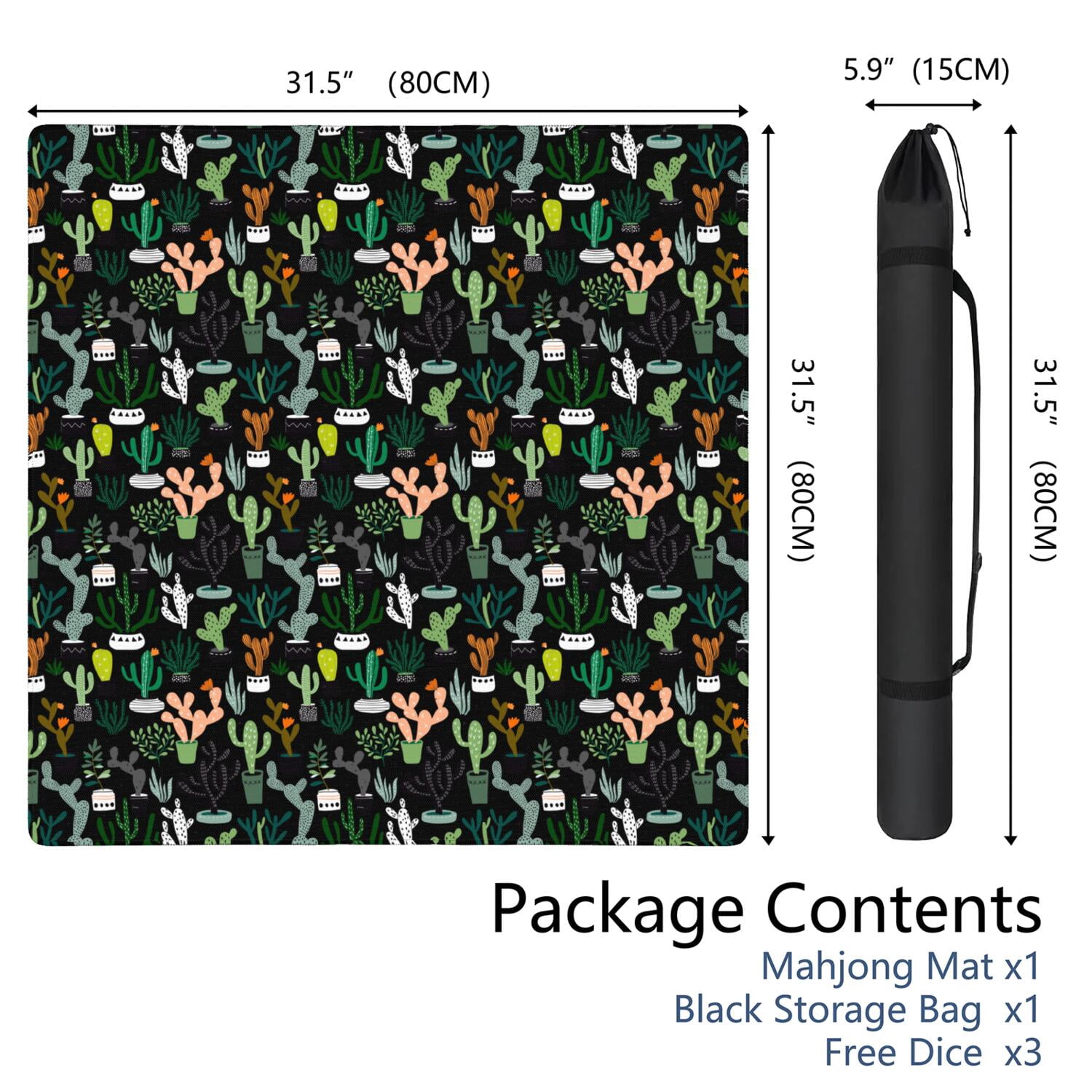 Large 31.5x31.5 Inch Plants Design Game Mat Crafted from Durable Rubber Featuring Anti-Slip Surface and Noise Dampening Properties for Mahjong Card Games