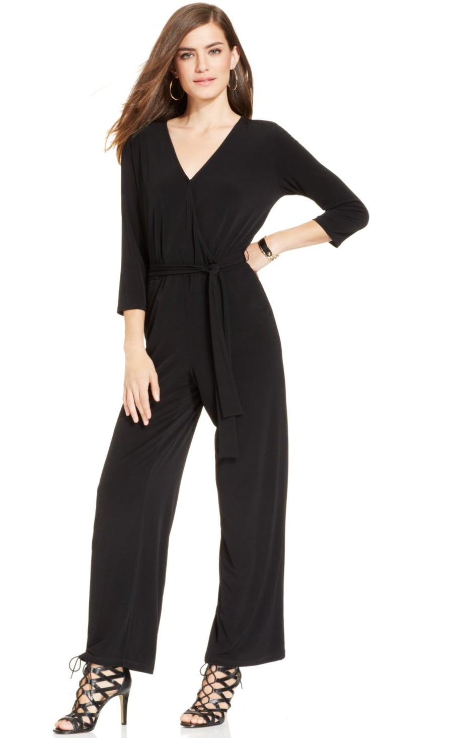ny collection petite belted jumpsuit