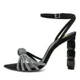 thumbnail image 2 of FSJ Women Sexy Pointed Open Toe Crystal High Heels Strap Knot Buckled Ankle Strap Sandals Cocktail Party Dressy Shoes Size 14 Black, 2 of 4