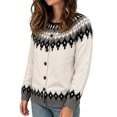 thumbnail image 4 of JUUNthy Womens Cardigan Sweater, Long Sleeve Button Down Vintage Pattern 2026 Fashion Casual Knit Outerwear Navy Blue M, 4 of 14