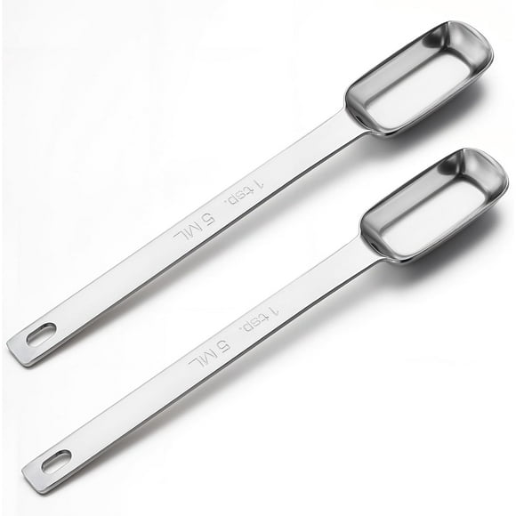 2PCS Teaspoons Measuring Spoon(5 Ml | 1/6 Oz | 1 Tsp | 1/3 Tbsp | 5 Cc) 5 Gram Scoop, Stainless Steel Long Handle Measuring Spoons, Matcha Spoon 5g Scoop for Creatine for Cooking & Baking