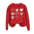 thumbnail image 4 of Penkiiy Chandail en Molleton Imprimé Cœur pour Femmes Manches Longues Col Rond Décontracté Ample Vintage Amour Graphique Chandail TG Rouge, 4 of 4