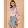 thumbnail image 2 of INSPIRE CHIC Camisa de manga larga con botones y cuello en punta para mujer Rosa XS, 2 of 6