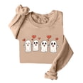 thumbnail image 4 of Feancey Womens Halloween Graphic Sweatshirts Cute Ghost Printed Crewneck Tops Teen Girl Long Sleeve Loose Pullover Sweatshirt Khaki S, 4 of 4