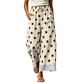 thumbnail image 3 of Tqcoqu Women's Polka Dot Wide Leg Pants,Drawstring Elastic Waist Lace Hem Casual Y2K Long Trousers with Side Pockets, 3 of 9