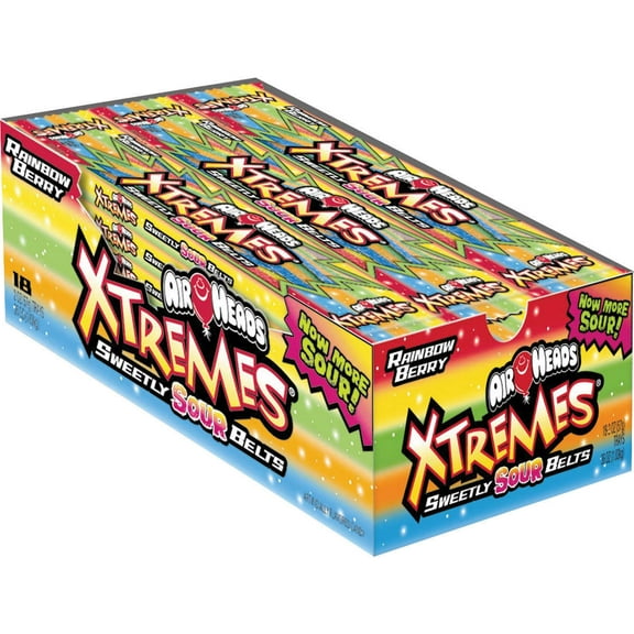 Airheads Xtremes Sweetly Sour Belts, Rainbow Berry, 2 oz, 18 Count