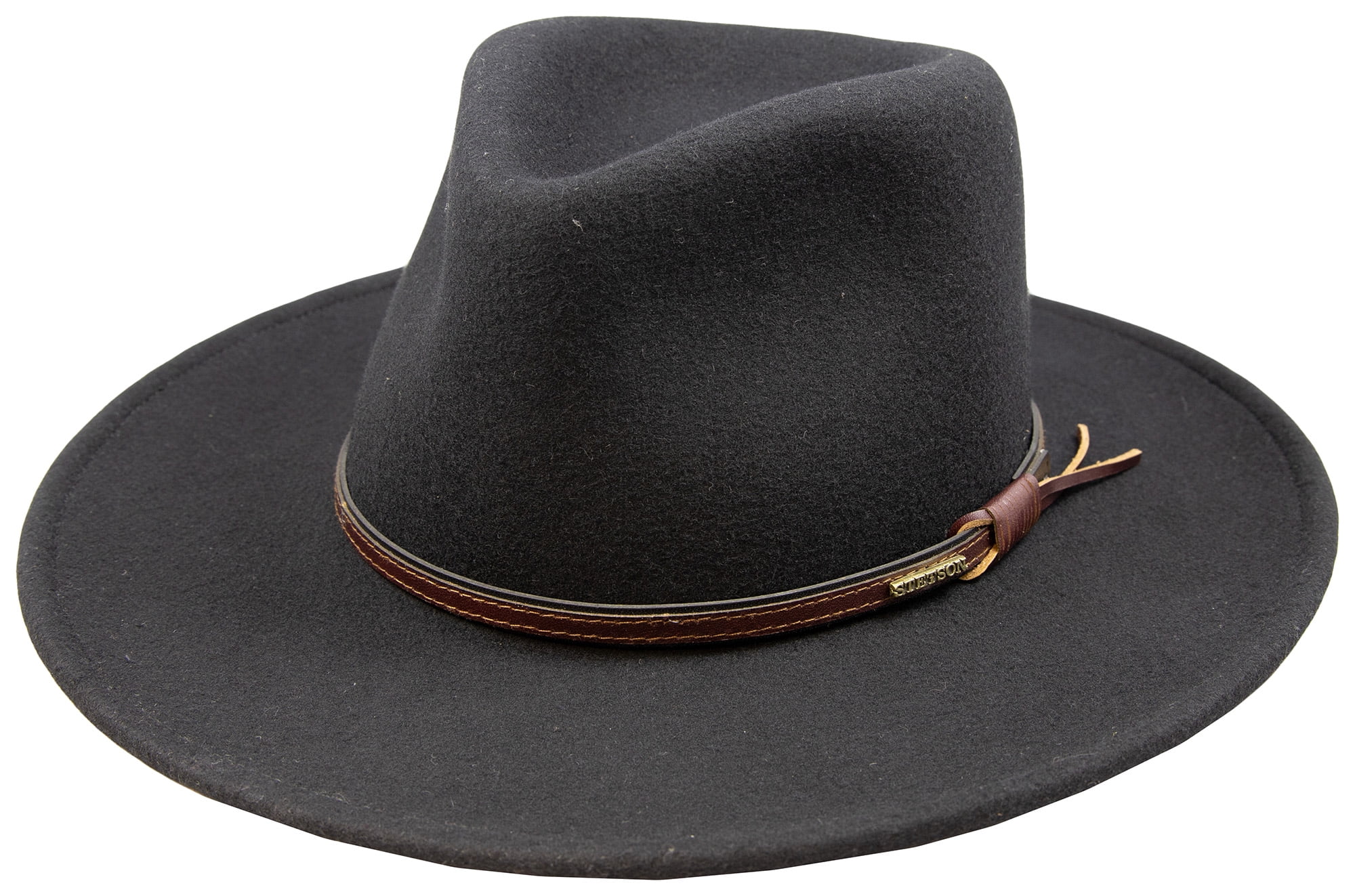 Stetson Bozeman Black Wool Crushable Cowboy Western Hat Large -