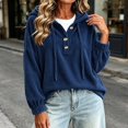 thumbnail image 6 of Pounoo Hoodies for Women Pullover Hooded Henley Button Long Sleeve Corduroy Texture Tops for Women Loose Fit Y2K Trendy Boho Womens Tops, 6 of 9