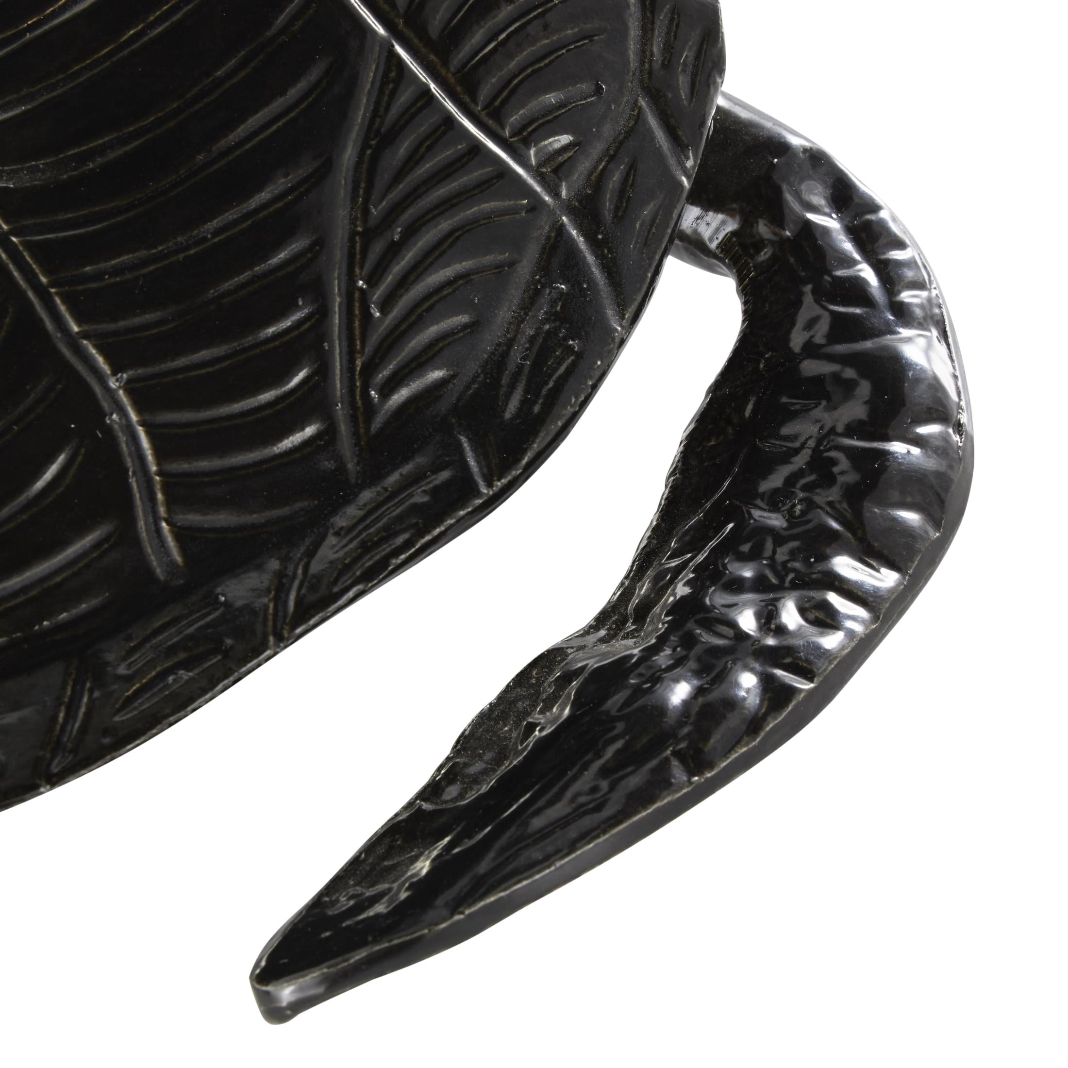15" x 6" Black Aluminum Metal Carved Sea Turtle Sculpture, by DecMode