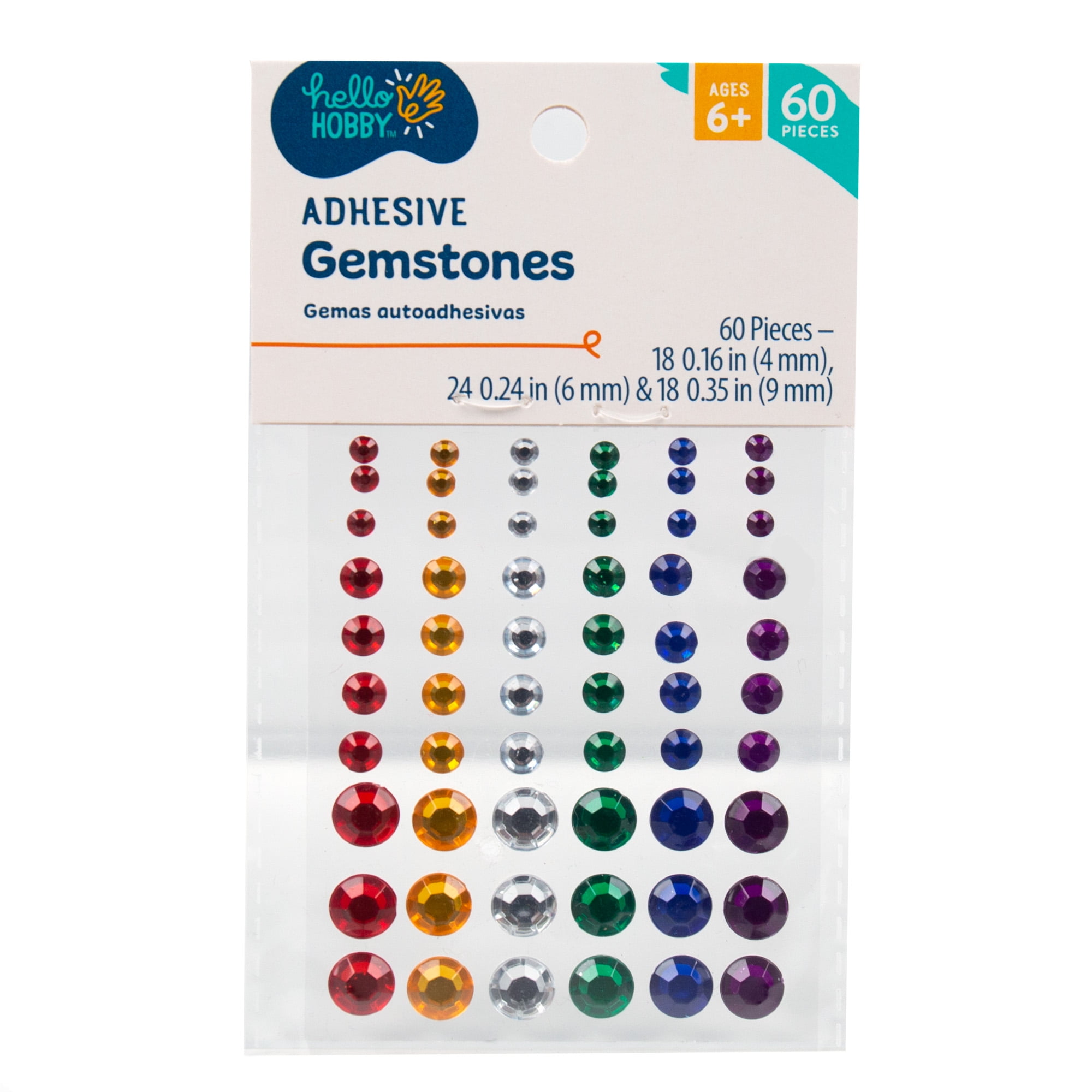 Hello Hobby Multicolor Rainbow Adhesive Gemstones, 60-Pieces - Walmart.com