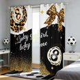 thumbnail image 2 of Manfei Chic Billiards Blackout Curtains Set of 2 (38x54 Each), Lucky Girl Lucky Me Print Living Room Curtains, Black Gold White, 2 of 5