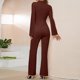 thumbnail image 3 of Gibobby Pantalones cortos Mono recto informal de cintura alta de otoño invierno para mujer(Café， XL), 3 of 5