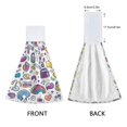 thumbnail image 3 of Yayeee Kitchen Hanging Hand Towels Set of 2 with Loop Bathroom Absorbent Tie Towel, Purple Doodle Pattern, 3 of 7