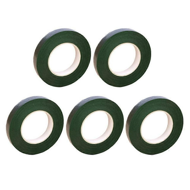5 Rolls Gardening Green Adhesive Tape Multi-purpose Self-adhesive Tape Artificial Bouquet Stem Making Adhesive Tape DIY Packaging Material Green Tape