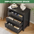 thumbnail image 3 of Dresser for Bedroom with 3 Drawers, 27.55" Wide Small Chests of Drawers, Farmhouse Wood Nightstand Bedside Cabinet End Table, Modern Closet Storage Organizer for Living Room, Entryway, Hallway, Black, 3 of 7