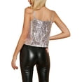 thumbnail image 4 of INSPIRE CHIC Women's Sequin Spaghetti Strap Crop Camisole Tank Tops S Silver Pink, 4 of 9