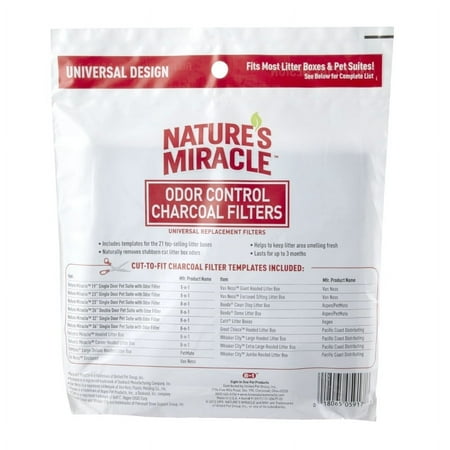 Nature’s Miracle Odor Control Charcoal Filters 2 Count, Universal Replacement Filters