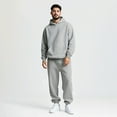 thumbnail image 4 of Mens Sweatsuit 2 Piece Casual Solid Hoodie & Sweatpants Set Oversized Minimalist Unisex Streetwear Tracksuit ,Winter Warm Hoodie Athletic Outfits, 4 of 6