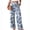 Blue, variant on Wide Leg Pants for Women Floral Print Palazzo Elastic Waist Trousers with Pockets Summer Spring Daily Clothes L