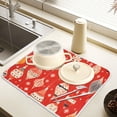 thumbnail image 2 of Yayeee Dish Drying Mat for Kitchen Counter 16" x 18" Microfiber Super Absorbent Coffee Decorative Pad, Red Christmas Ornaments Pattern, 2 of 8